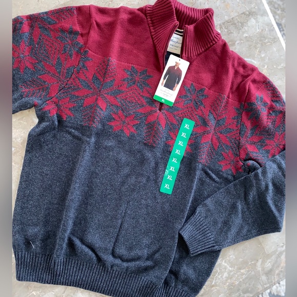 Weatherproof Vintage Men’s Holiday 1/4 zip Sweater - Picture 2 of 3